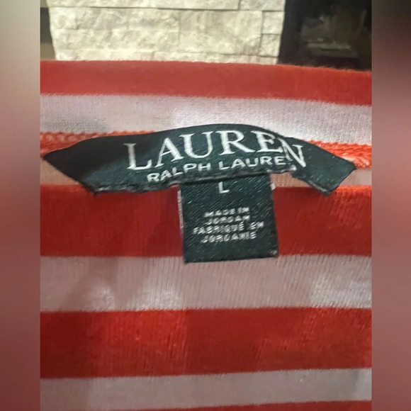 Lauren Ralph Lauren orange striped shirt size Large - Picture 5 of 7